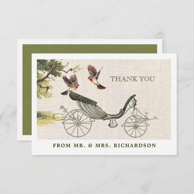 Vintage design Wedding Thank You Flat Cards (Front/Back)