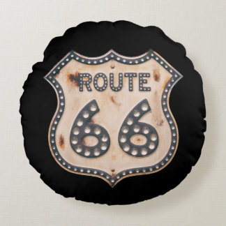 Vintage Designed Route 66 Round Cushion
