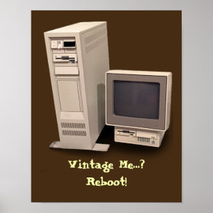 Vintage Desktop Computer Reboot Small Poster
