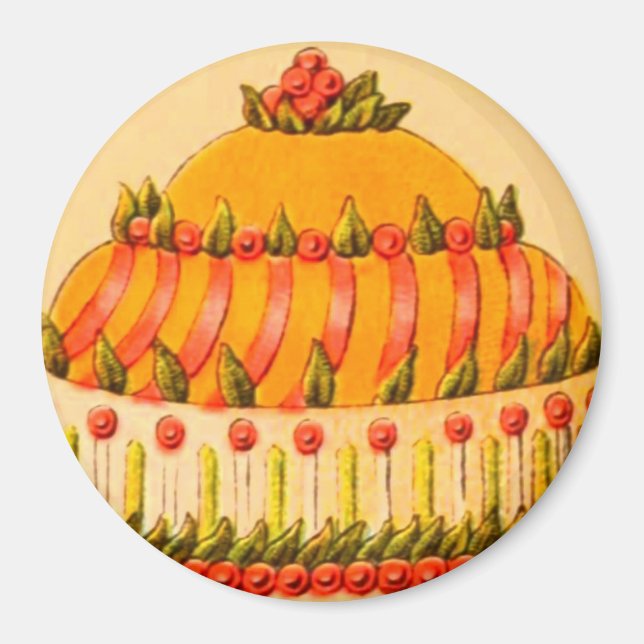 Vintage dessert cake food illustration  magnet (Front)