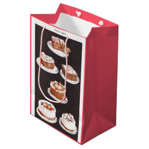 Vintage dessert cake frosting decorating chart medium gift bag