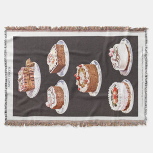 Vintage dessert cake frosting decorating retro  throw blanket