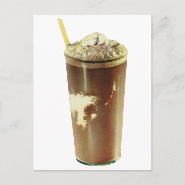 Vintage Dessert, Chocolate Shake and Whipped Cream Postcard (Front)