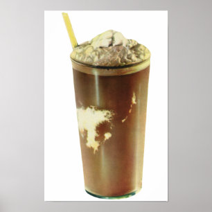 Vintage Dessert, Chocolate Shake and Whipped Cream Poster