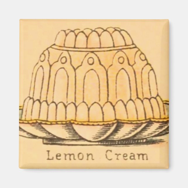 Vintage dessert lemon cream cake illustration  magnet (Front)