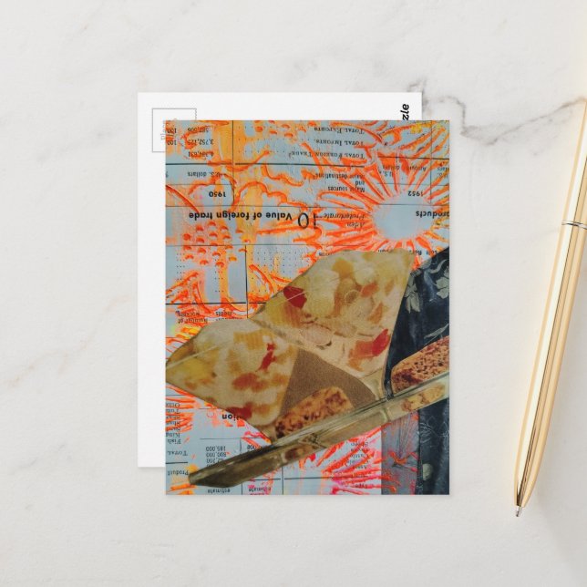 Vintage Dessert Mixed Media Collage Postcard (Front/Back In Situ)
