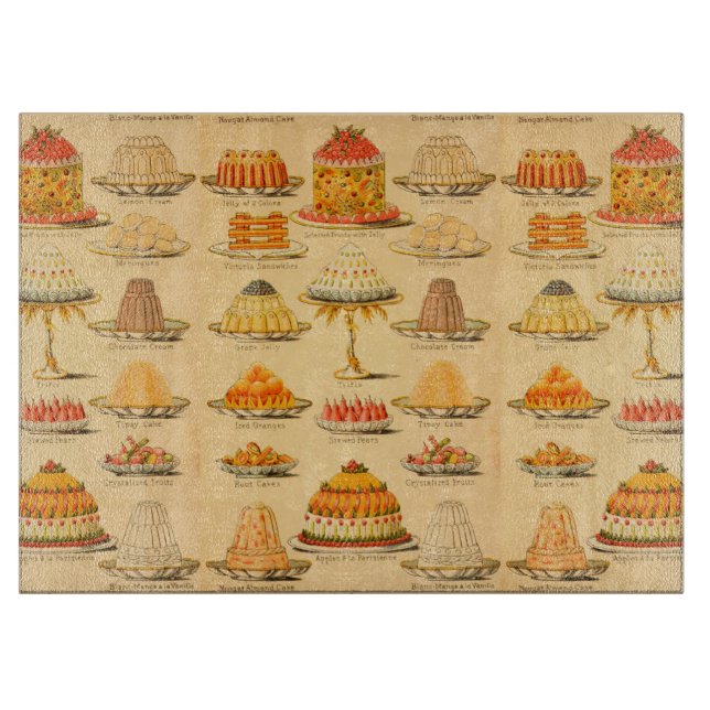 Vintage dessert pink peach cutting board (Front)