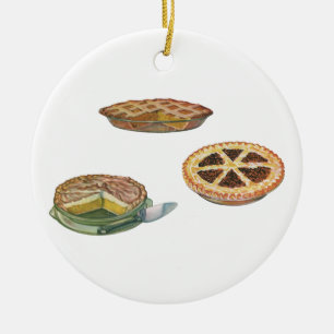 Vintage Desserts Pies Pecan Pumpkin Lemon Meringue Ceramic Tree Decoration