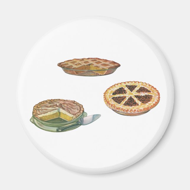 Vintage Desserts, Thanksgiving Pies, Pecan Pumpkin Magnet (Front)