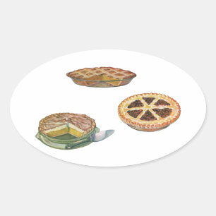 Vintage Desserts, Thanksgiving Pies, Pecan Pumpkin Oval Sticker