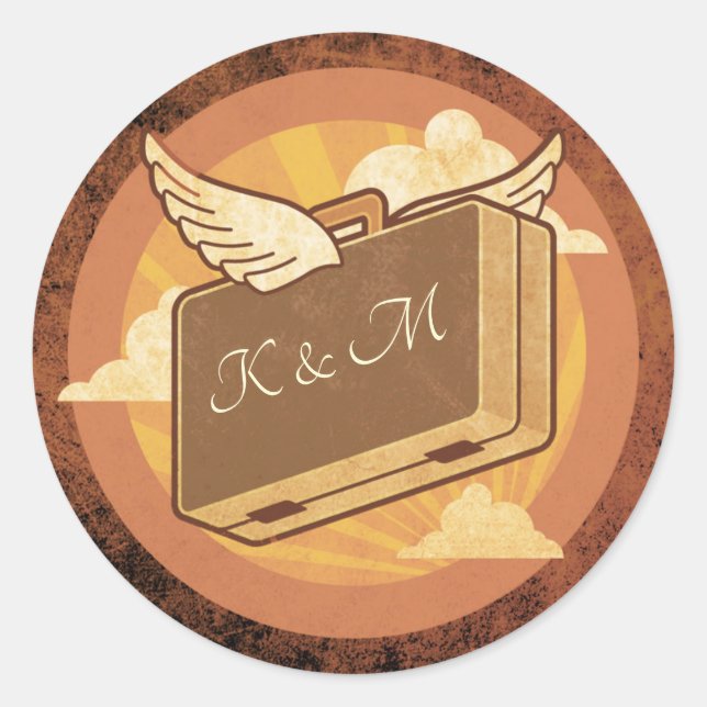 Vintage Destination Monogrammed Luggage Sticker (Front)