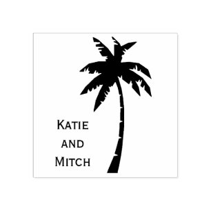 Vintage Destination Palm Tree Wedding Stamp