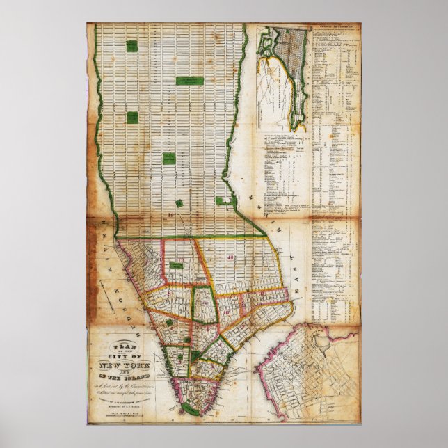 Vintage Detailed New York Map Poster 1832 (Front)