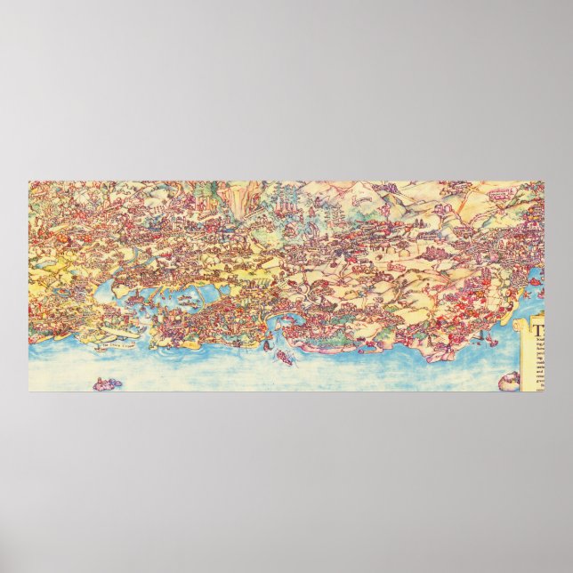 Vintage Detailed Pictorial California Map Poster (Front)