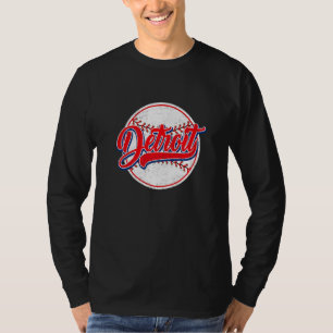 Vintage Detroit Cityscape Baseball For Men Women T-Shirt