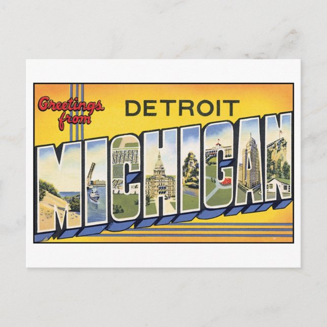 Vintage Detroit, MIchigan Postcard (Front)