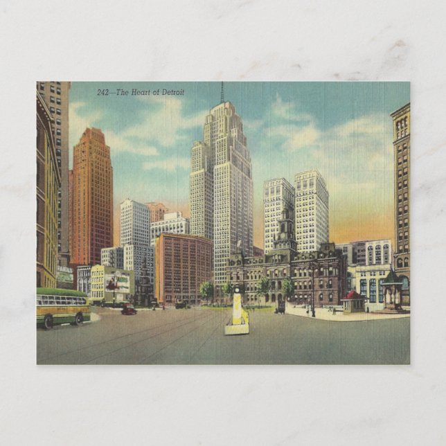 Vintage Detroit Michigan Postcard (Front)