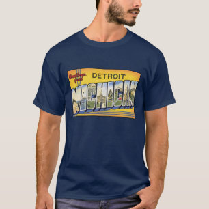 Vintage Detroit, MIchigan Postcard Dark Tees