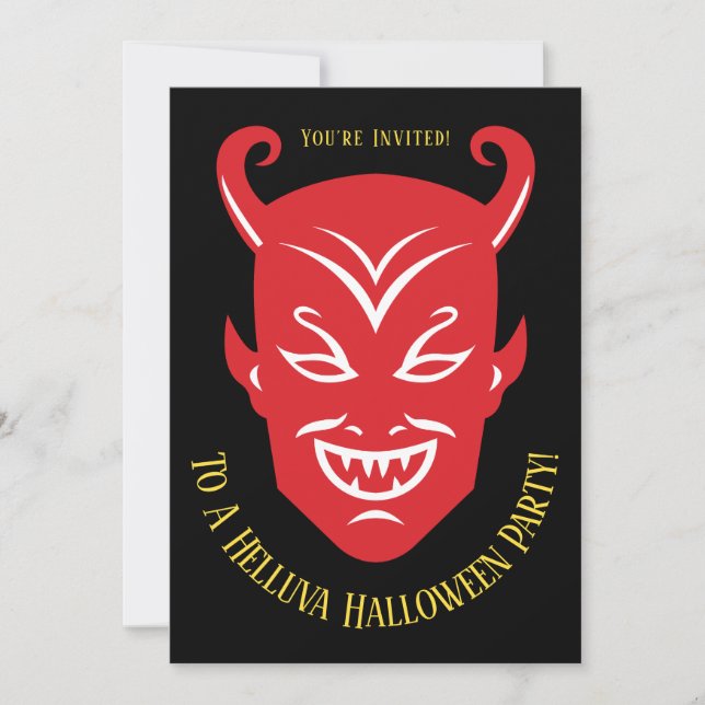 Vintage Devil Halloween Invitation (Front)