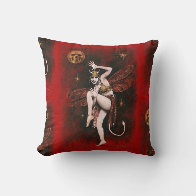 Vintage Devil Lady Dancer Cushion (Front)