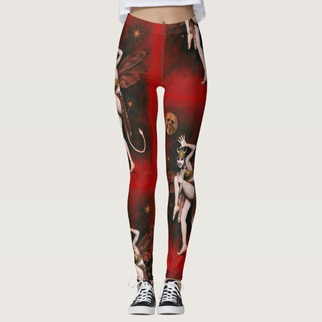 Vintage Devil Lady Dancer Gothic Leggings (Front)