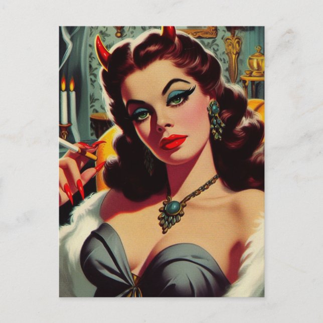 Vintage Devil Woman Postcard (Front)
