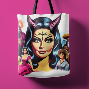 Vintage Devil Woman Tote Bag
