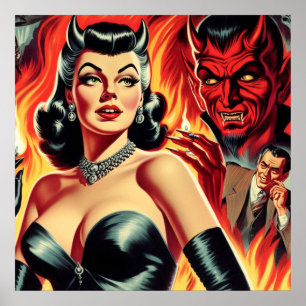 Vintage Devilish Pin-up Poster