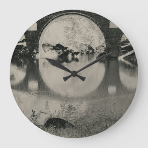 Vintage Devil's Bridge Sketch Art Large Clock