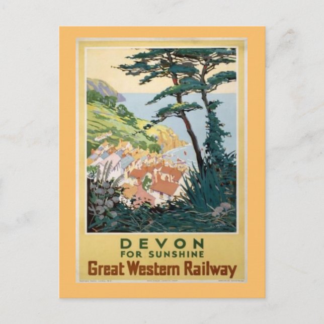 Vintage Devon English Travel Advertisement Holiday Postcard (Front)
