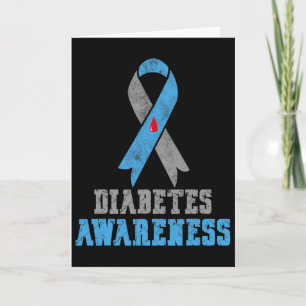 Vintage Diabetes Awareness Blue And Grey Ribbon Card