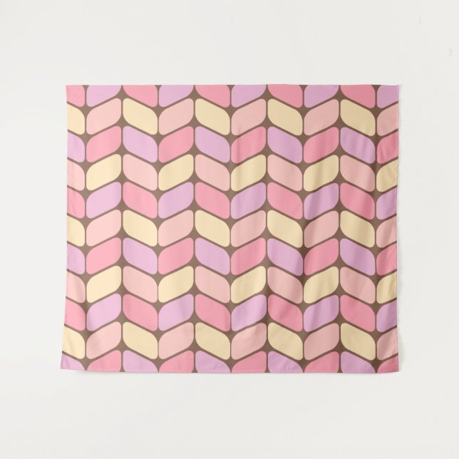 Vintage Diagonal Rectangles Ice Cream Tapestry (Front (Horizontal))