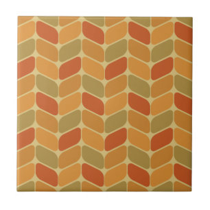 Vintage Diagonal Rectangles Ochre Tile