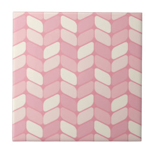 Vintage Diagonal Rectangles Pink Vanilla Tile