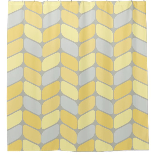 Vintage Diagonal Rectangles Yellow Grey Shower Curtain (Front)