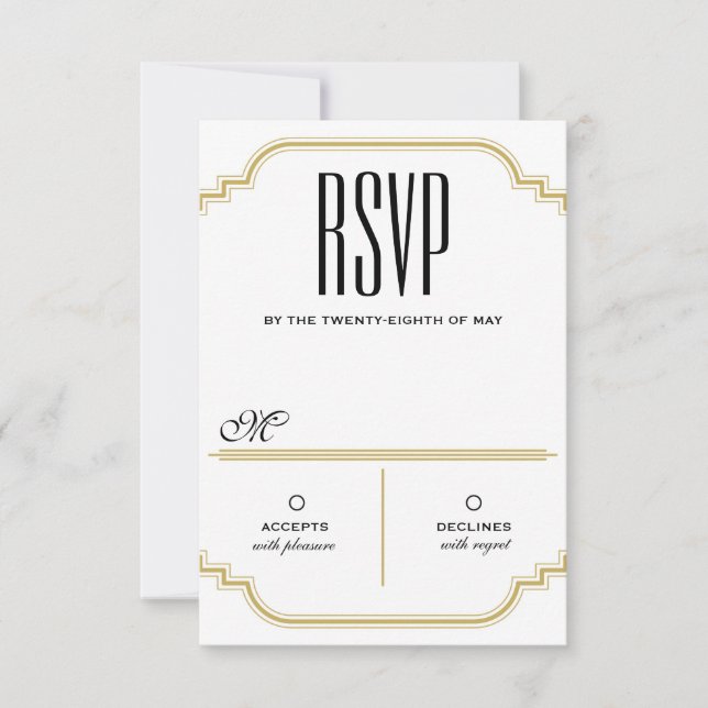 Vintage Diamond Black & Gold Response Card (Front)