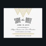 Vintage Diamond Black & Gold Save The Date<br><div class="desc">This tasteful design features a beautiful diamond pattern, reminiscent of the art deco period. Black, gold and bold typography sets the tone for a glamourous event! Matching Invitations and Response cards are also available. Add an Envelopments wedding stamp from our extensive postage collection to match perfectly with your invitation. Envelopments...</div>