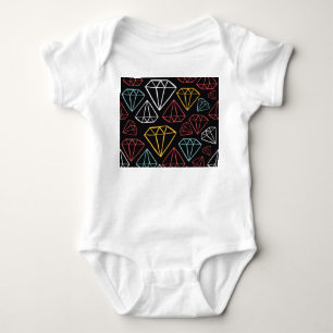 Vintage diamond design, seamless pattern baby bodysuit