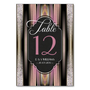 Vintage Diamond Pink Wedding Table Number Cards