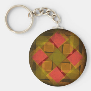 Vintage diamonds and squares pattern key ring