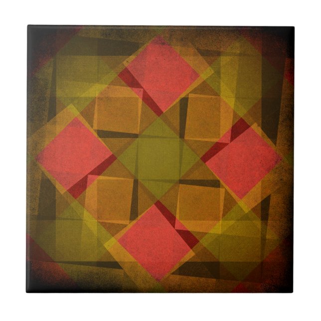 Vintage diamonds and squares pattern tile (Front)