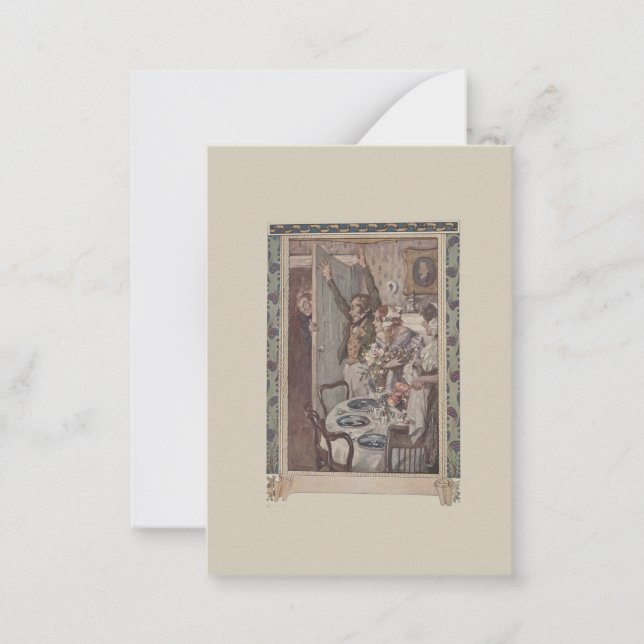 Vintage Dickens Scrooge Comes to Dinner Gift Card (Front)