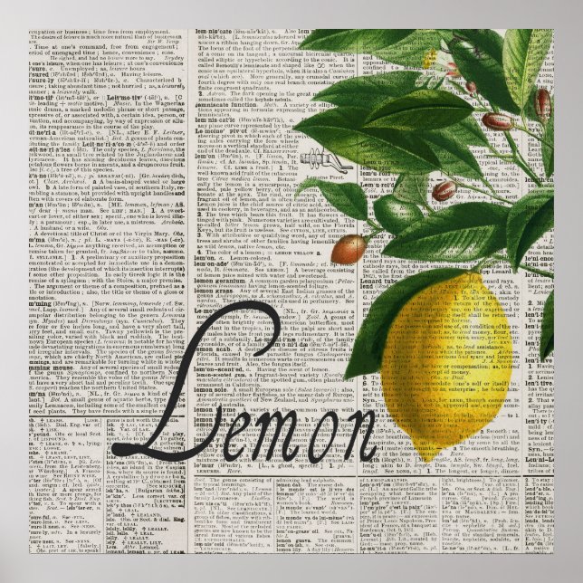 Vintage Dictionary and Hand-Drawn Lemon Tree Poster (Front)
