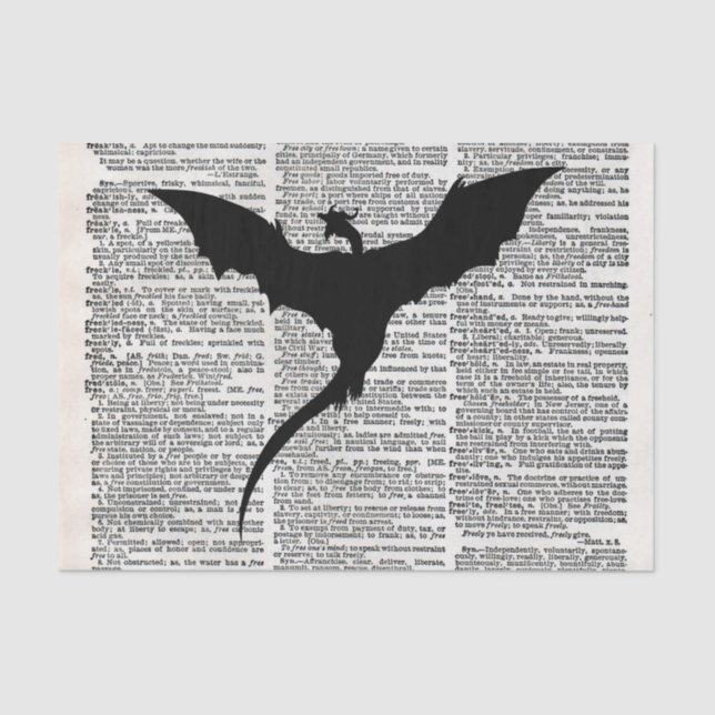 Vintage Dictionary Paper Dragon Mediaeval (Front)