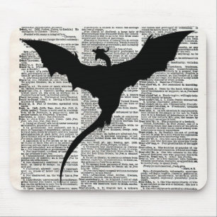 Vintage Dictionary Paper Dragon Mediaeval Mouse Pad