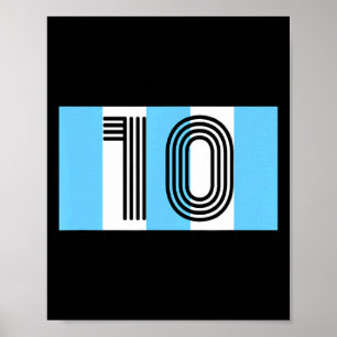 Vintage Diego Argentina Number 10 Football Soccer Poster