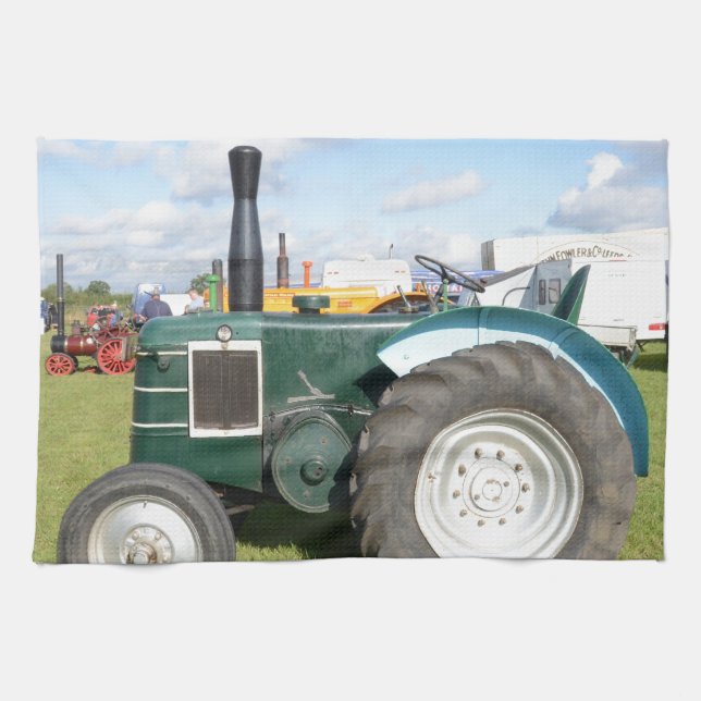 Vintage Diesel Tractor Tea Towel (Horizontal)