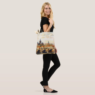 Vintage digital historical old town Prague. Tote Bag