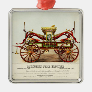 Vintage Diligent Fire Engine, 1852, Restored Metal Tree Decoration