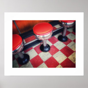 Vintage Diner Stools Poster Print